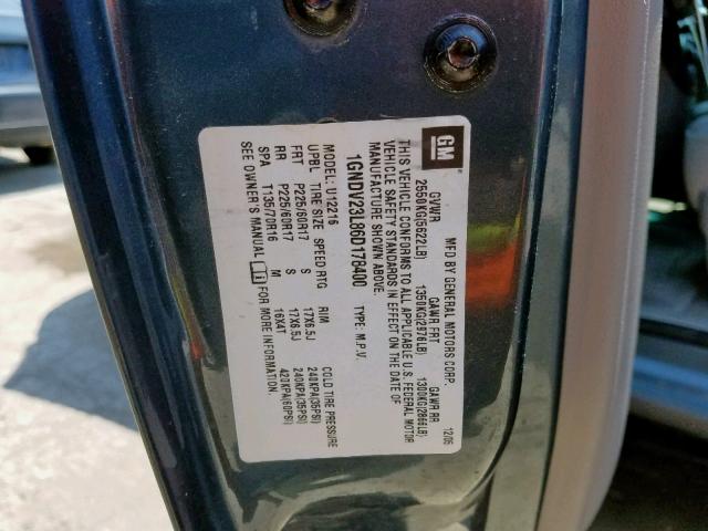 1GNDV23L86D178400 - 2006 CHEVROLET UPLANDER L GRAY photo 10