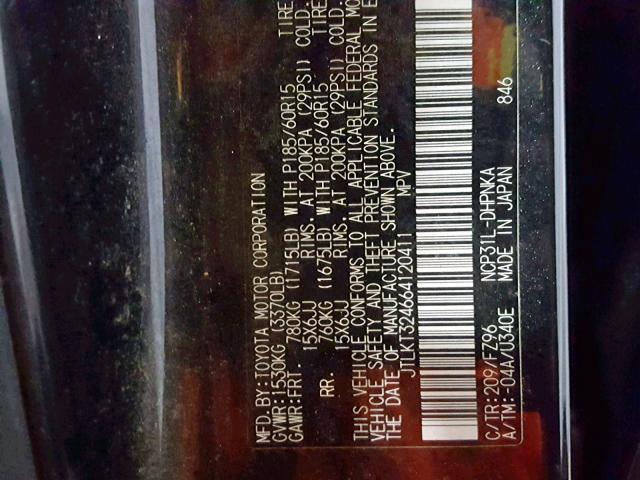 JTLKT324664120411 - 2006 TOYOTA SCION XB 黑色 照片 10