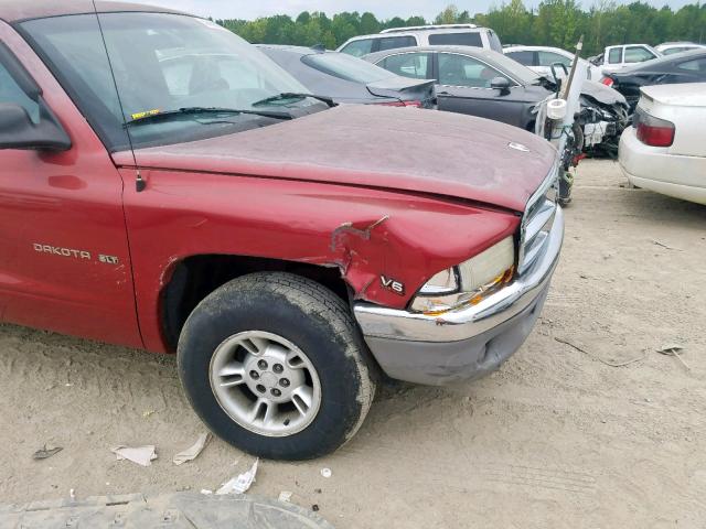 1B7GL22X9XS205942 - 1999 DODGE DAKOTA BURGUNDY photo 9