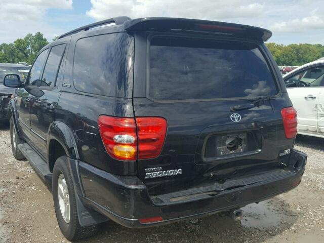 5TDZT38A01S032622 - 2001 TOYOTA SEQUOIA LI BLACK photo 3