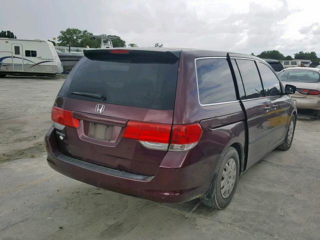 5FNRL38208B103616 - 2008 HONDA ODYSSEY LX BURGUNDY photo 4