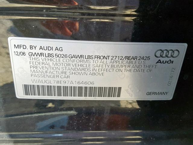 WAUGL78E97A164606 - 2007 AUDI NEW S4 QUA BLACK photo 10