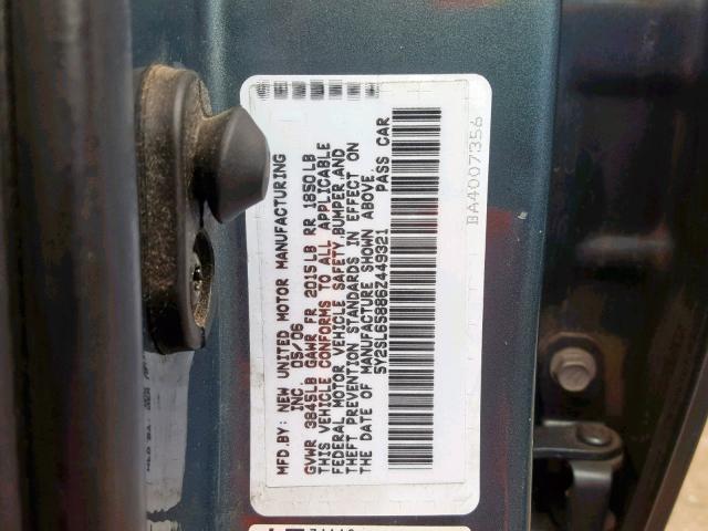 5Y2SL65886Z449321 - 2006 PONTIAC VIBE GRAY photo 10