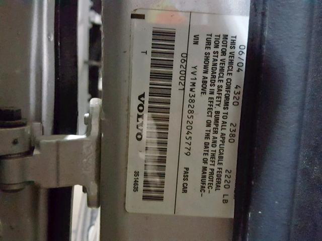 YV1MW382852045779 - 2005 VOLVO V50 2.4I SILVER photo 10