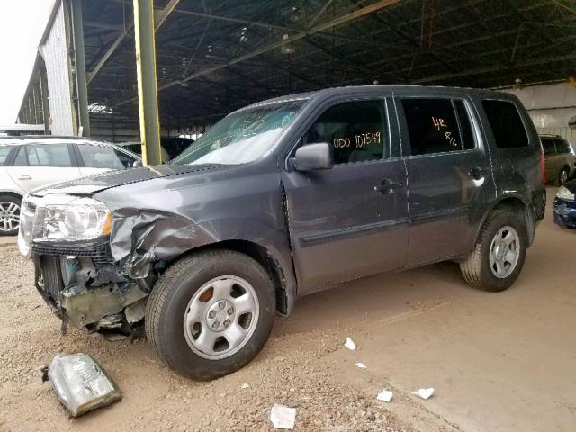 5FNYF3H21BB001350 - 2011 HONDA PILOT LX GRAY photo 2