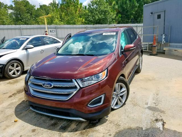 2FMTK3J80FBB24866 - 2015 FORD EDGE SEL BURGUNDY photo 2