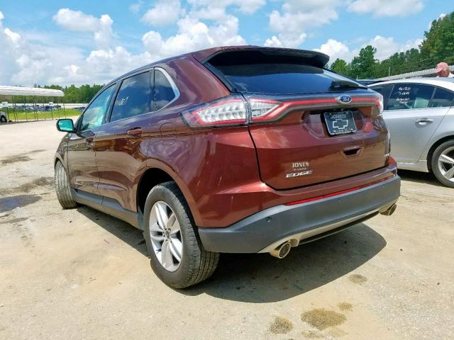 2FMTK3J80FBB24866 - 2015 FORD EDGE SEL BURGUNDY photo 3