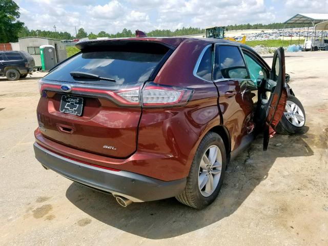 2FMTK3J80FBB24866 - 2015 FORD EDGE SEL BURGUNDY photo 4