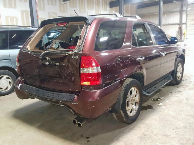 2HNYD18642H511242 - 2002 ACURA MDX TOURIN BURGUNDY photo 4