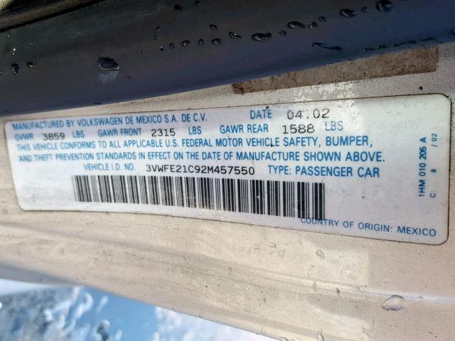 3VWFE21C92M457550 - 2002 VOLKSWAGEN NEW BEETLE 银色 照片 10