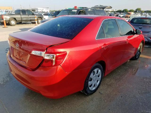 4T4BF1FK0ER436838 - 2014 TOYOTA CAMRY L Qırmızı foto 4