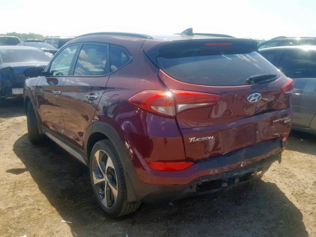 KM8J3CA26HU275160 - 2017 HYUNDAI TUCSON LIM MAROON photo 3