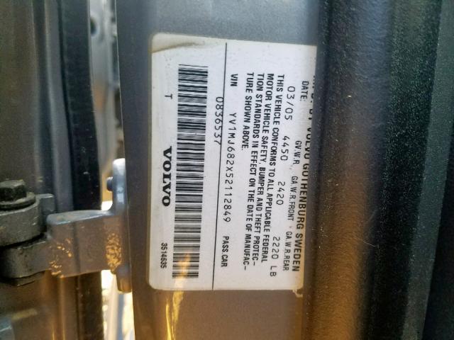 YV1MJ682X52112849 - 2005 VOLVO V50 T5 SILVER photo 10