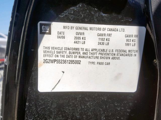 2G2WP552361285002 - 2006 PONTIAC GRAND PRIX BLACK photo 10