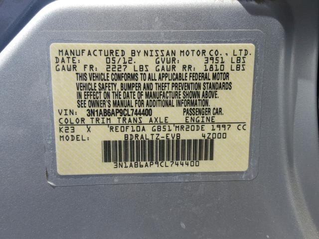 3N1AB6AP9CL744400 - 2012 NISSAN SENTRA 2.0 SILVER photo 10