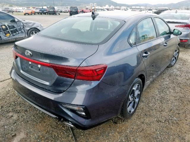 3KPF24AD9KE090336 - 2019 KIA FORTE FE GRAY photo 4