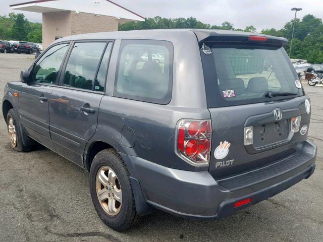 5FNYF28197B042141 - 2007 HONDA PILOT LX SILVER photo 3