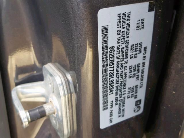 6G2ER57738L988341 - 2008 PONTIAC G8 BLACK photo 10