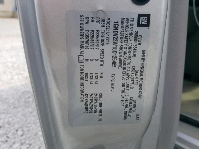 1GNDV23W18D125485 - 2008 CHEVROLET UPLANDER L 银色 照片 10