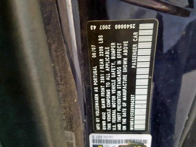 WVWFA71FX8V004297 - 2008 VOLKSWAGEN EOS LUX 蓝色 照片 10