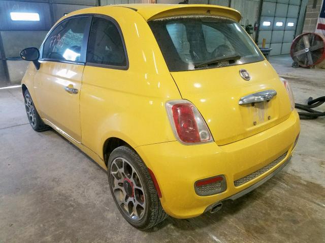 3C3CFFBR6CT139927 - 2012 FIAT 500 SPORT YELLOW photo 3