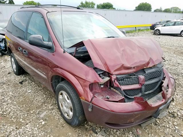 1B8GP25391B252386 - 2001 DODGE CARAVAN SE BURGUNDY photo 1