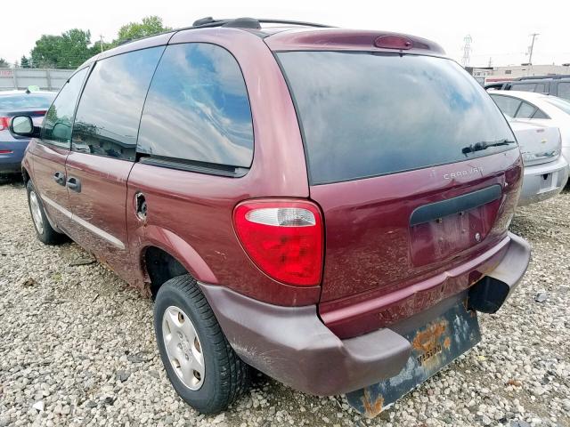 1B8GP25391B252386 - 2001 DODGE CARAVAN SE BURGUNDY photo 3