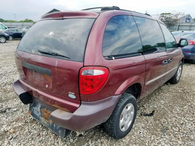 1B8GP25391B252386 - 2001 DODGE CARAVAN SE BURGUNDY photo 4