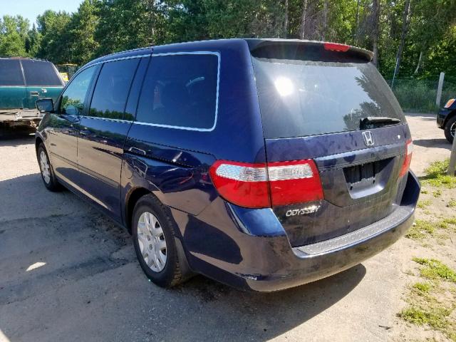 5FNRL38257B048370 - 2007 HONDA ODYSSEY LX BLUE photo 3