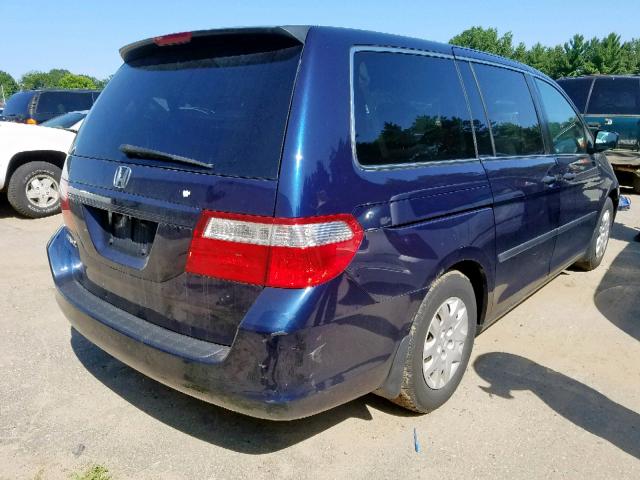 5FNRL38257B048370 - 2007 HONDA ODYSSEY LX BLUE photo 4