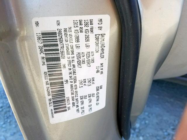 2A8GM68X77R196020 - 2007 CHRYSLER PACIFICA T GOLD photo 10