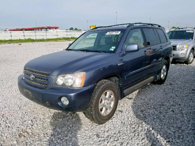 JTEHF21A120062297 - 2002 TOYOTA HIGHLANDER BLUE photo 2