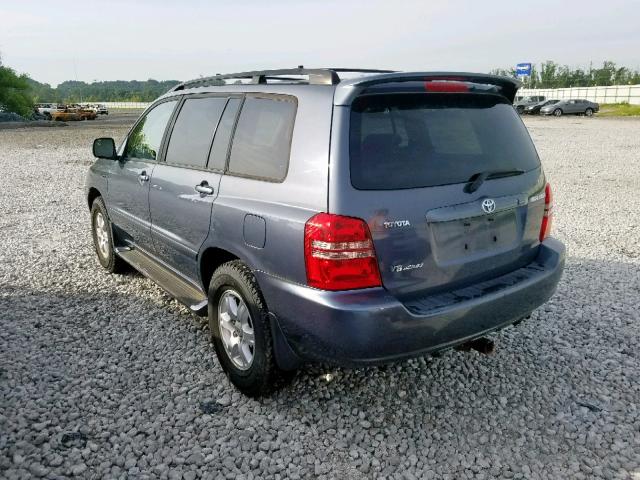 JTEHF21A120062297 - 2002 TOYOTA HIGHLANDER BLUE photo 3