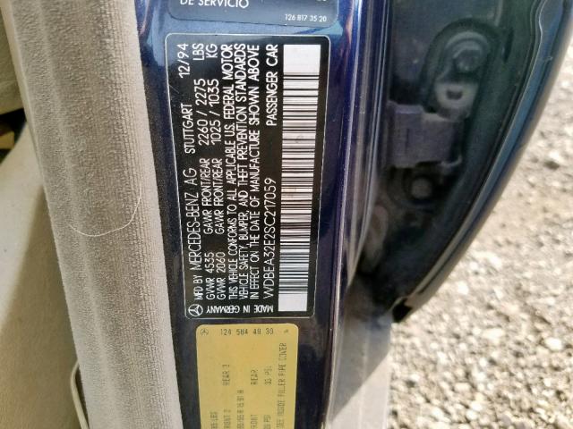 WDBEA32E2SC217059 - 1995 MERCEDES-BENZ E 320 BASE BLUE photo 10