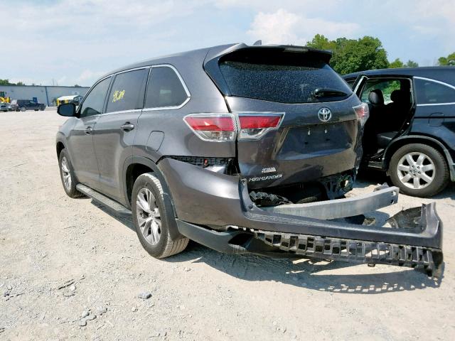 5TDZKRFH8FS057362 - 2015 TOYOTA HIGHLANDER BROWN photo 3