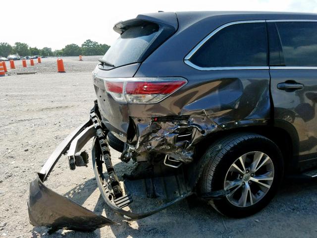 5TDZKRFH8FS057362 - 2015 TOYOTA HIGHLANDER BROWN photo 9