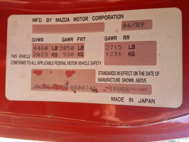 JM2UF3137K0800741 - 1989 MAZDA B2000 RED photo 10