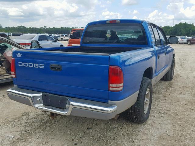 1B7GL2AN6YS722178 - 2000 DODGE DAKOTA QUA BLUE photo 4