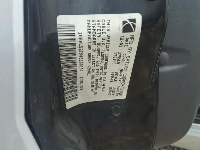 1G8AL52FX4Z160134 - 2004 SATURN ION LEVEL SILVER photo 10