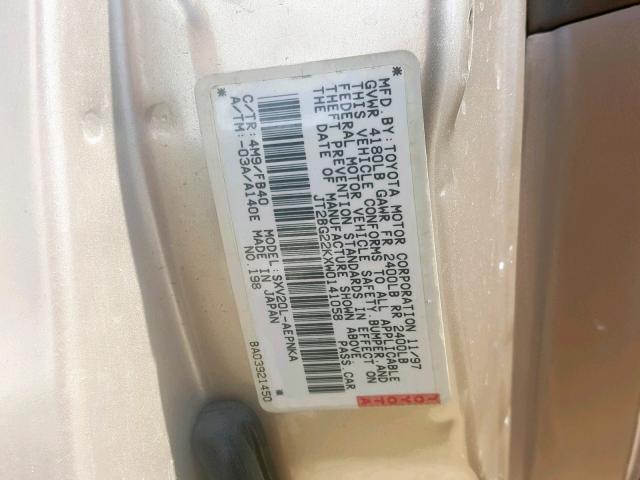 JT2BG22KXW0141058 - 1998 TOYOTA CAMRY CE GOLD photo 10