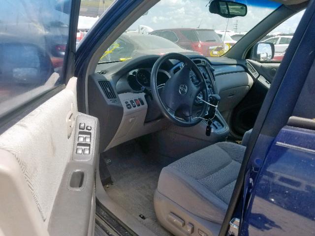 JTEGF21A810022289 - 2001 TOYOTA HIGHLANDER BLUE photo 9