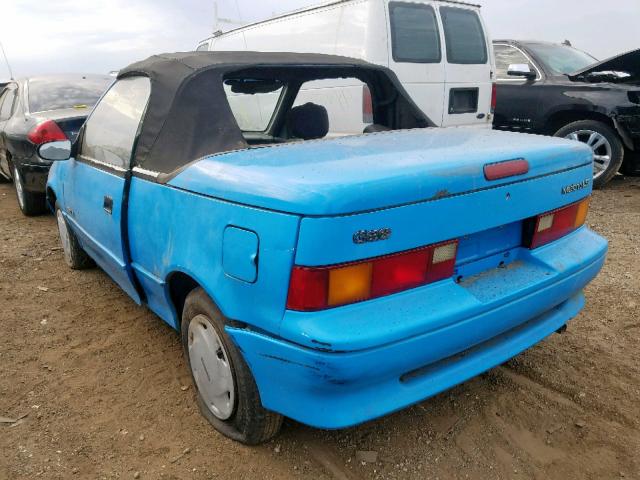 JG1MR3362MK611756 - 1991 GEO METRO LSI BLUE photo 3