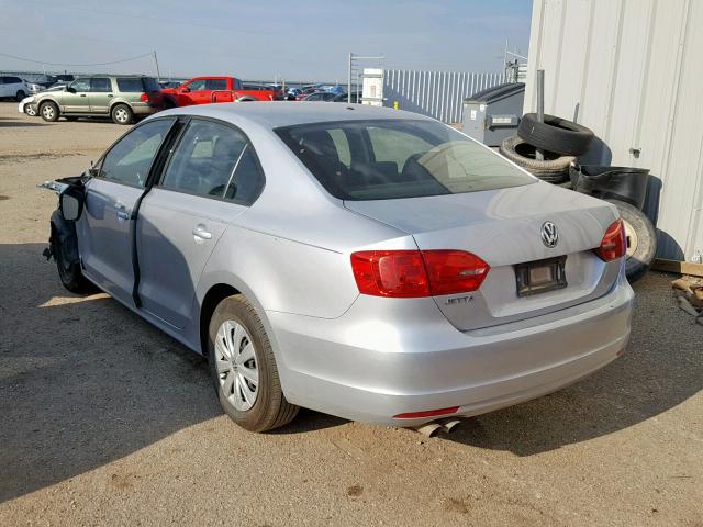 3VW2K7AJ1EM306256 - 2014 VOLKSWAGEN JETTA BASE SILVER photo 3