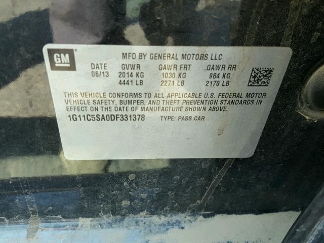 1G11C5SA0DF331378 - 2013 CHEVROLET MALIBU 1LT 黑色 照片 10