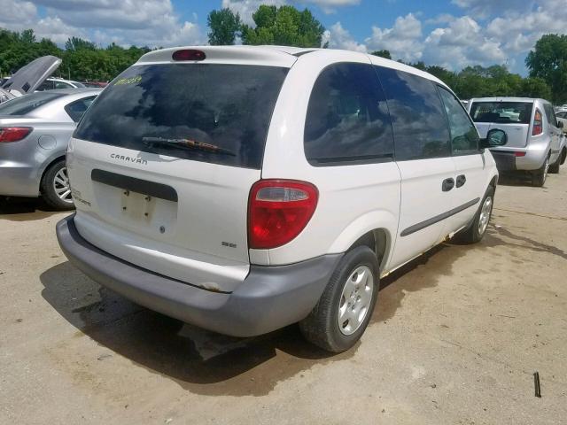 1B4GP25342B567258 - 2002 DODGE CARAVAN SE WHITE photo 4