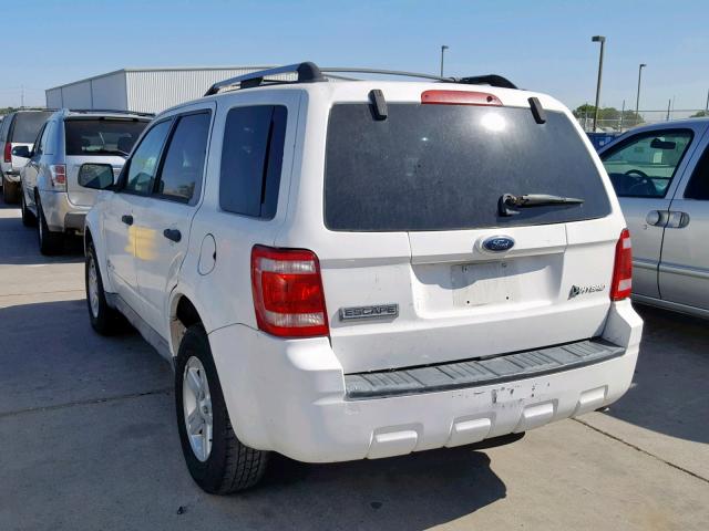 1FMCU49389KA42810 - 2009 FORD ESCAPE HYB WHITE photo 3