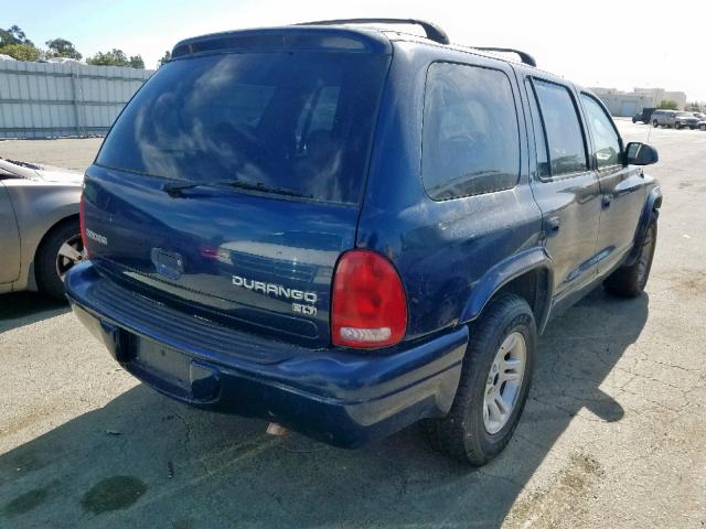 1D4HR48Z83F587359 - 2003 DODGE DURANGO SL BLUE photo 4