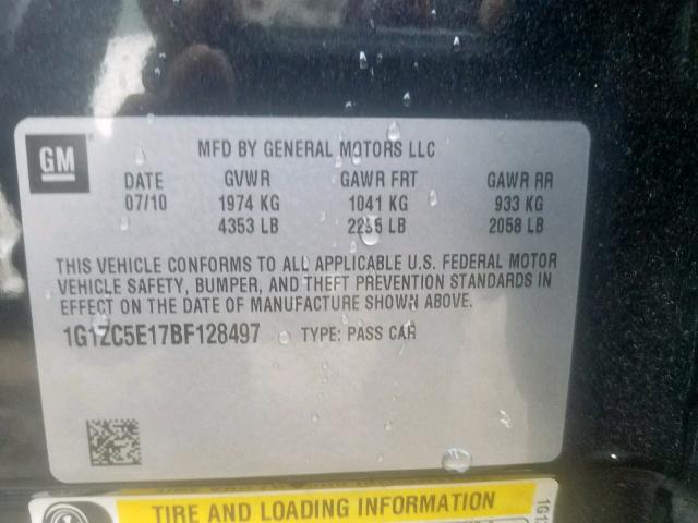 1G1ZC5E17BF128497 - 2011 CHEVROLET MALIBU 1LT 黑色 照片 10