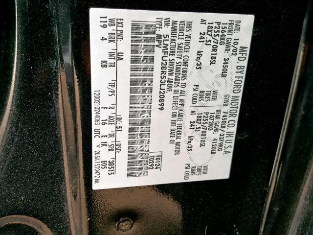 5LMFU28R53LJ20899 - 2003 LINCOLN NAVIGATOR შავი ფოტო 10