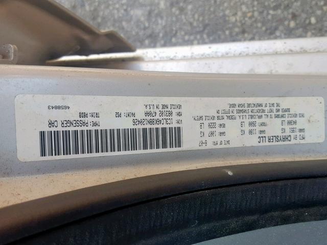 1C3LC46K88N120426 - 2008 CHRYSLER SEBRING LX SILVER photo 10